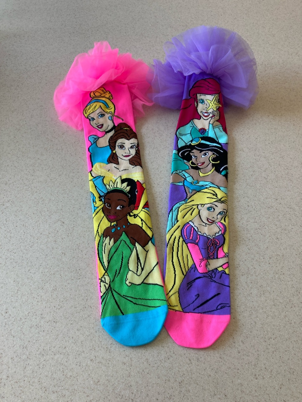 NWOT Disney Princess Tulle Top Knee Socks - Pink & Purple - Picture 2 of 6